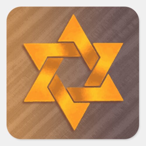 Orange and Brown Star of David Square Sticker