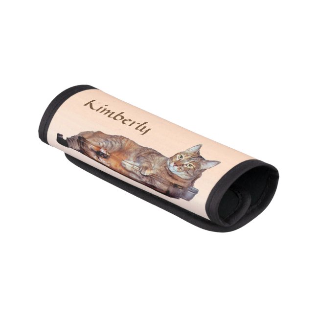 Orange and Brown Tabby Cat Luggage Handle Wrap