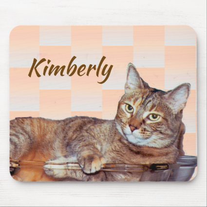 Orange and Brown Tabby Cat Pattern Mousepad