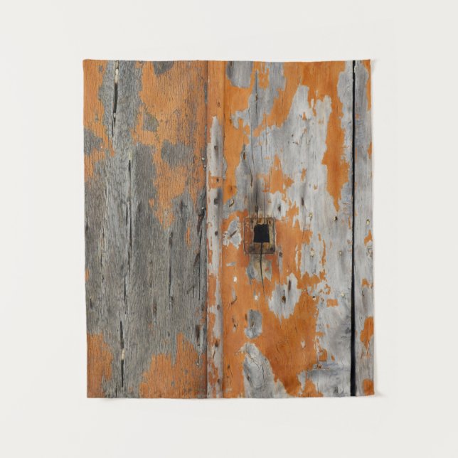Orange and brown wooden board tapestry (Front)