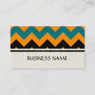 Orange and Celadon Green Chevron Zigzag Pattern Business Card