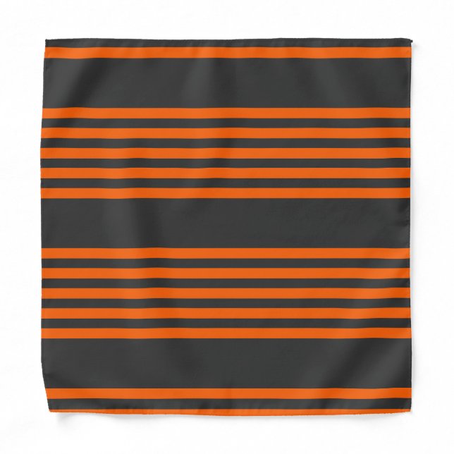 Orange and charcoal five stripes pattern bandana (Front)