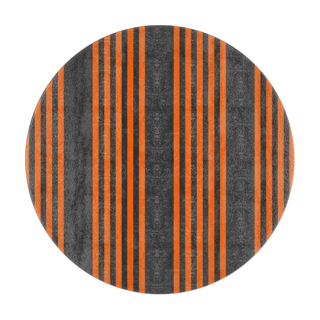 Orange and charcoal five stripes pattern cutting board (Front)