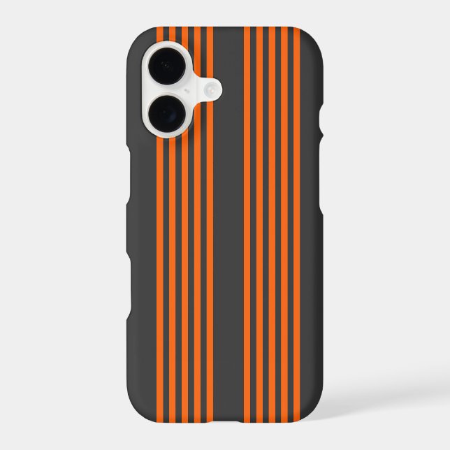 Orange and charcoal five stripes pattern iPhone case (Back)