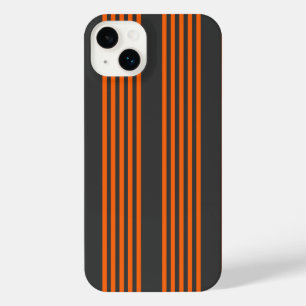 Orange and charcoal five stripes pattern iPhone 14 plus case