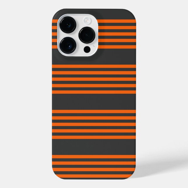 Orange and charcoal five stripes pattern iPhone case (Back)
