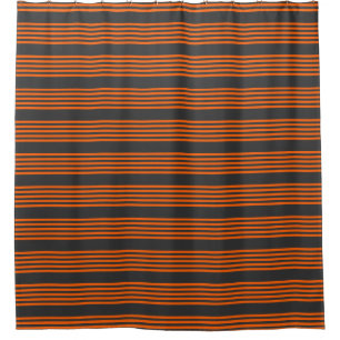 Orange and charcoal five stripes pattern shower curtain