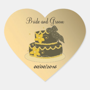 Orange and Chocolate Cake Save the Date Heart Sticker
