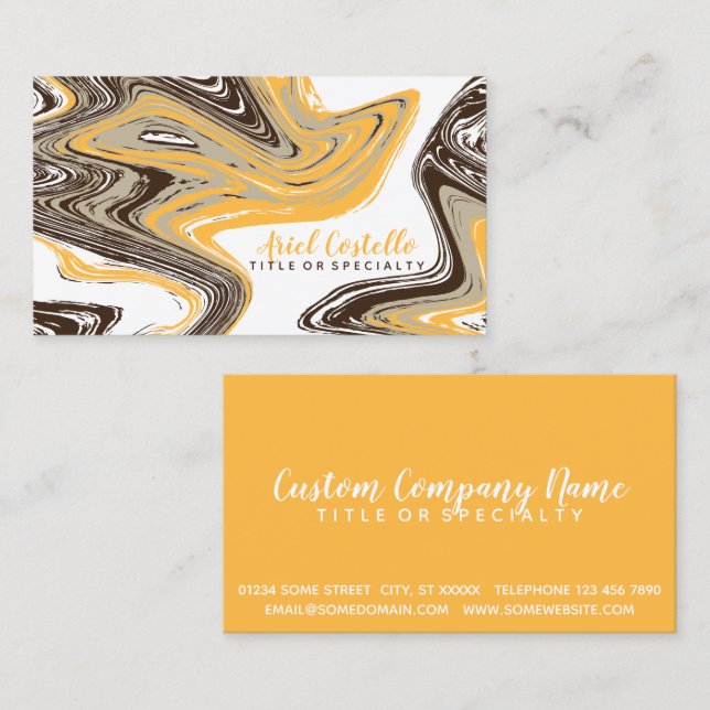 orange and chocolate strokes business card (Front/Back)