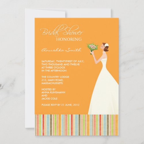 Orange and Colored Stripes Bridal Shower Invites