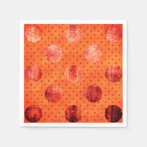 Orange and copper polka dot napkin