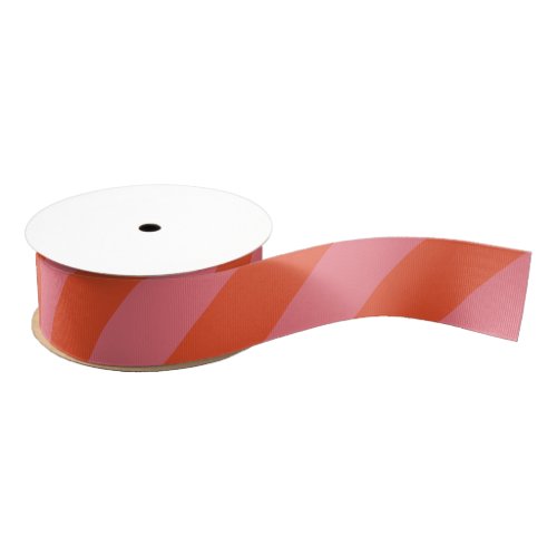 Orange and Coral Pink Wide Stripe Grosgrain Ribbon
