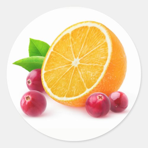 Orange and cranberries classic round sticker