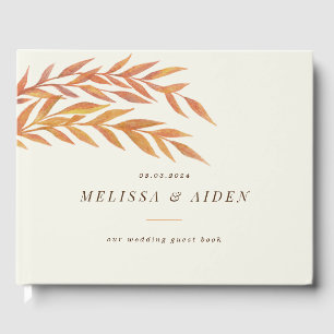 Orange and Cream Autumn Branch Wedding  Guest Book