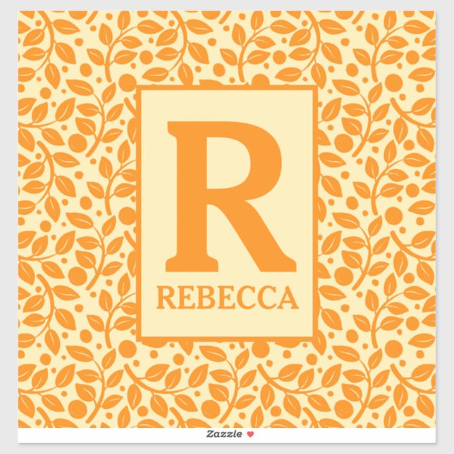 Orange and cream Leaf Pattern Luggage Sticker (Sheet)