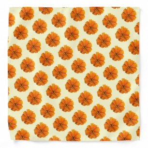 Orange and Cream Marigold Flower Pattern Bandana