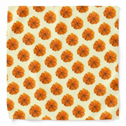 Orange and Cream Marigold Flower Pattern Bandana