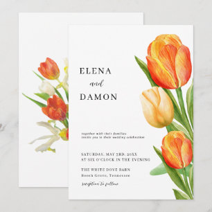 Orange and Cream Tulip Wedding Invitation