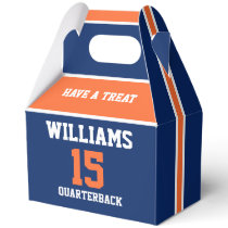 Orange and Dark Blue 5"w x 3"l x 6.5"h Favor Boxes