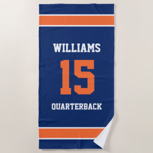 Orange and Dark Blue Beach Towel