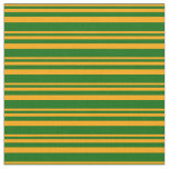 [ Thumbnail: Orange and Dark Green Colored Striped Pattern Fabric ]