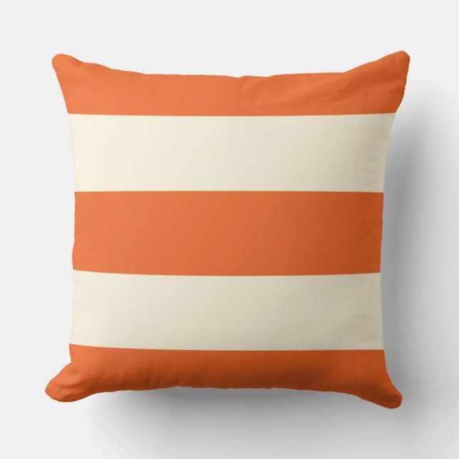Orange and Ecru Stripe Pillow (Front)