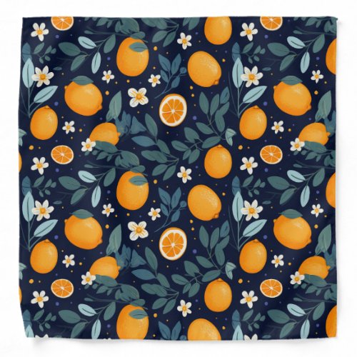 Orange and Floral Delight Pattern Bandana