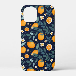 Orange and Floral Delight Pattern iPhone 12 Mini Case