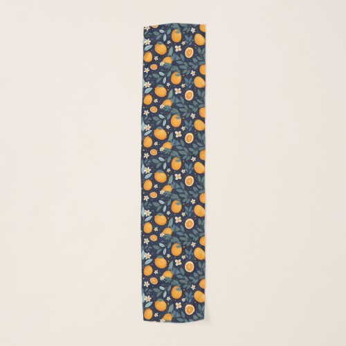 Orange and Floral Delight Pattern Scarf