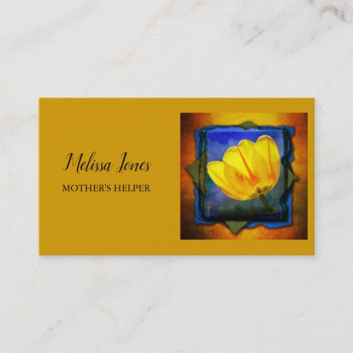 Orange and Floral Mothers Helper Business Card