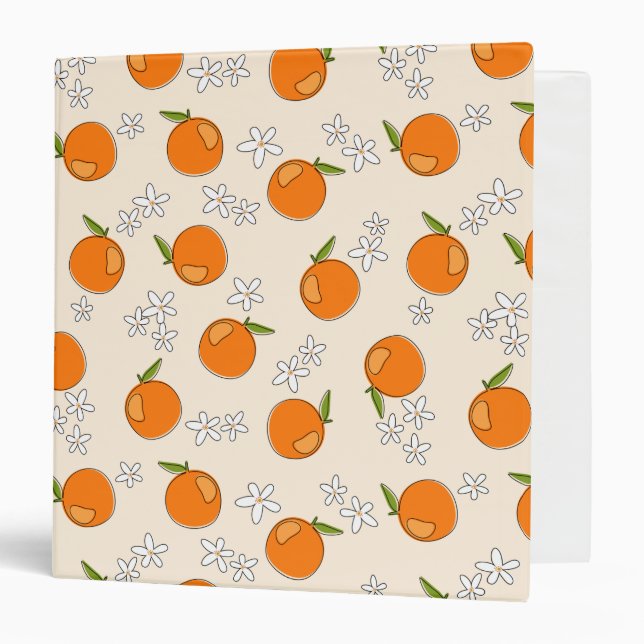 Orange and Flower Pattern 3 Ring Binder (Front/Inside)