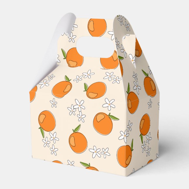Orange and Flower Pattern Favor Boxes (Front Side)