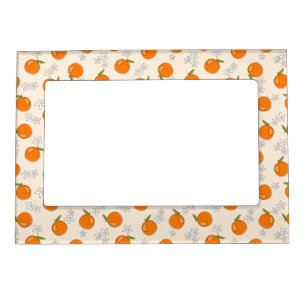 Orange and Flower Pattern Magnetic Frame