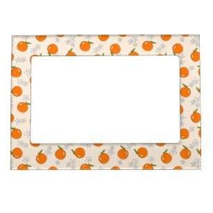 Orange and Flower Pattern Magnetic Frame