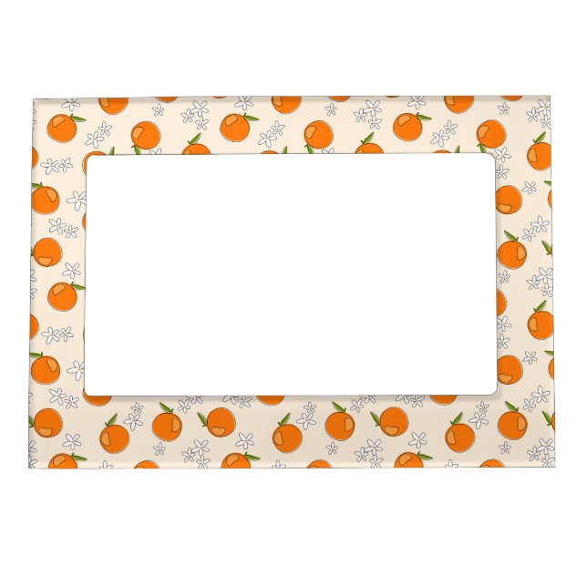 Orange and Flower Pattern Magnetic Frame (Front)