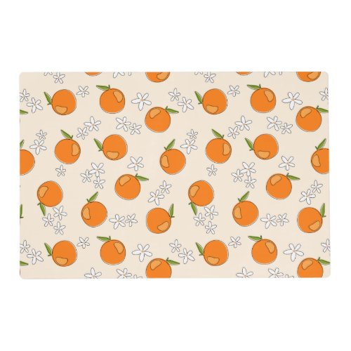 Orange and Flower Pattern Placemat