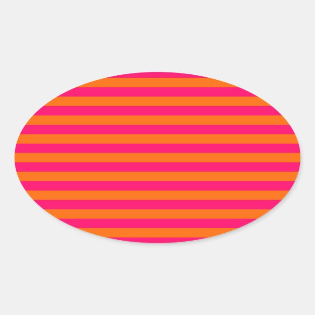 Orange and Fuchsia Stripe Oval Sticker (Front)