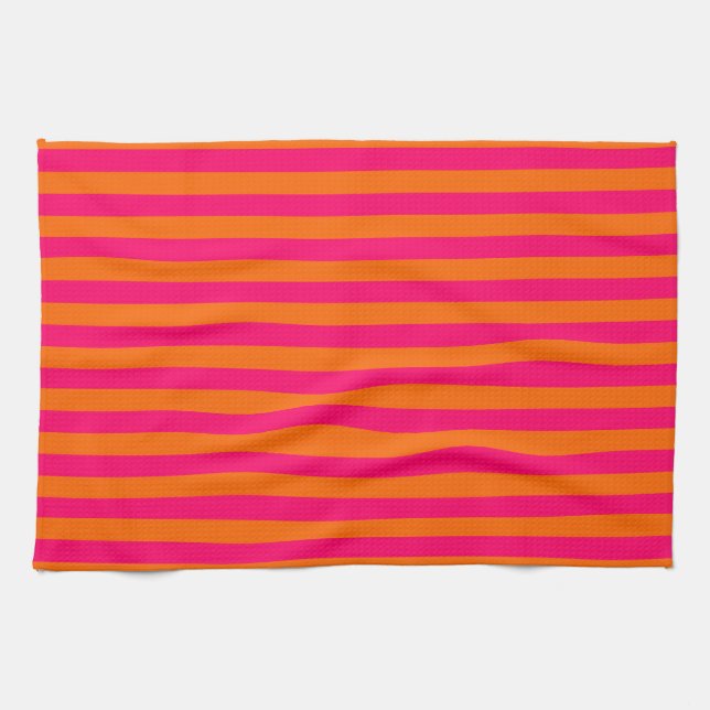 Orange and Fuchsia Stripe Towel (Horizontal)