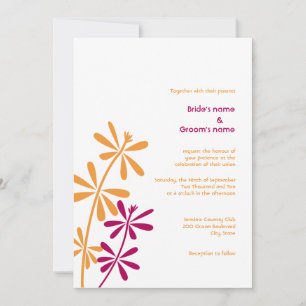 Orange and Fuchsia Wedding Invitations