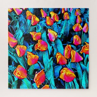 Orange and Gold Artsy Tulips