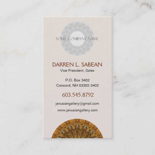 Orange and Gold Foliage Mandala Kaleidoscope Business Card