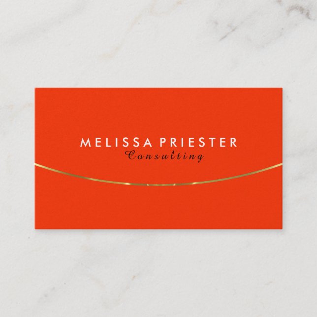 Orange And Gold Modern Geometric Design Business Card (Front)