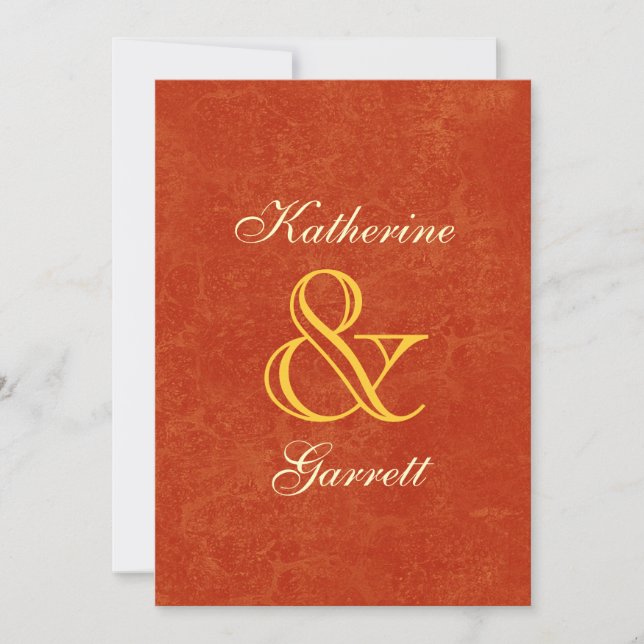 Orange and Gold Modern Style Wedding A026 Invitation (Front)