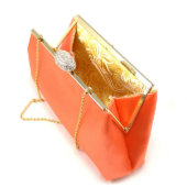 Orange And Gold Paisley Bridal Clutch (Inside)