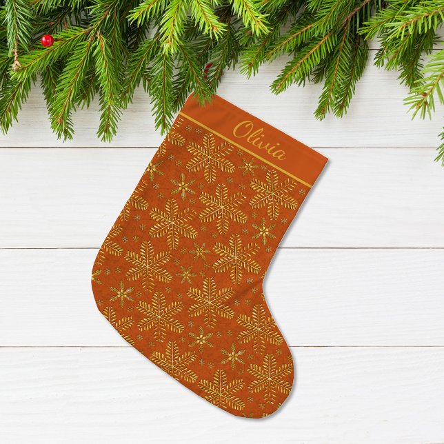 Orange and Gold Personalized Large Christmas Stocking (Creator Uploaded)