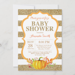 Orange and Gold Pumpkin Baby Shower Invitation