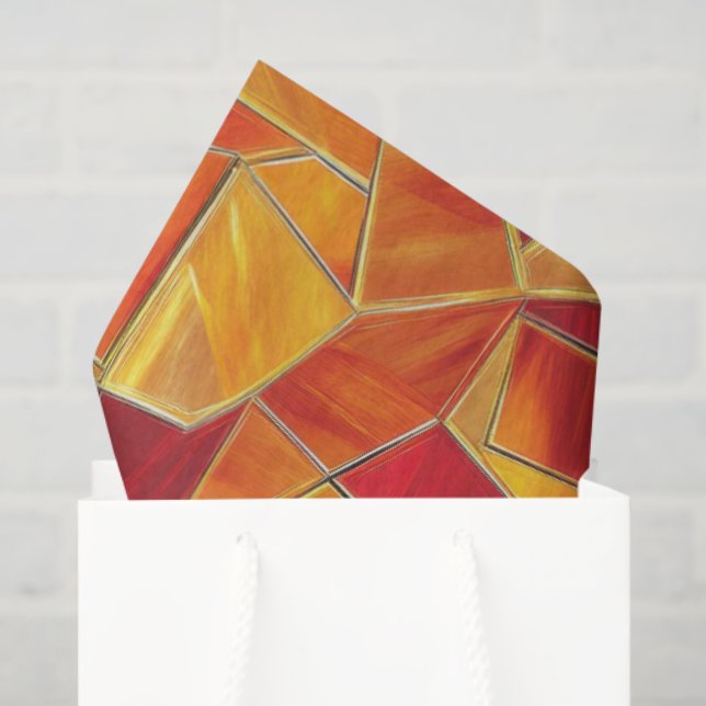 Orange and gold Stained Glass Mosaic Pattern Tissue Paper (Gift Bag)