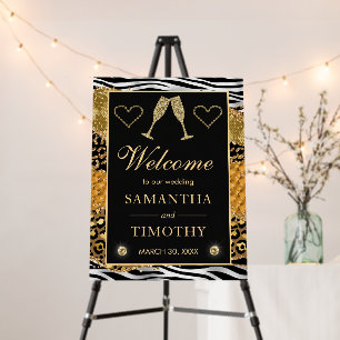 Orange and Gold Wild Jungle Glitter Agate Wedding Foam Board