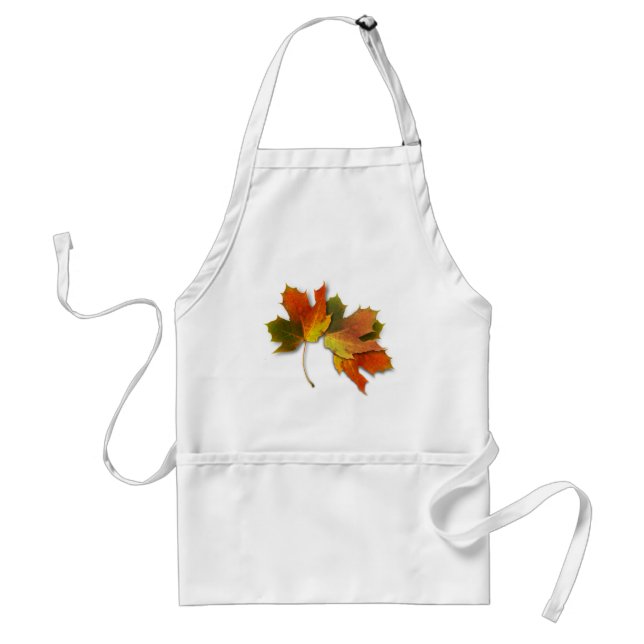 Orange And Golden  Autumn Leaves Adult Apron (Front)