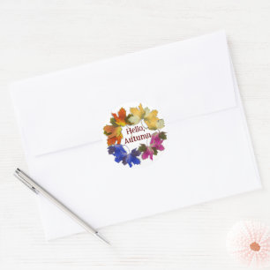 Orange And Golden Autumn Leaves Classic Round Sticker